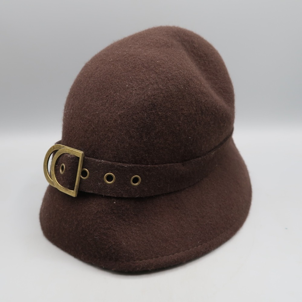 Target Women's Brown 100% Wool Felt Bucket Bowler Hat with Buckle
